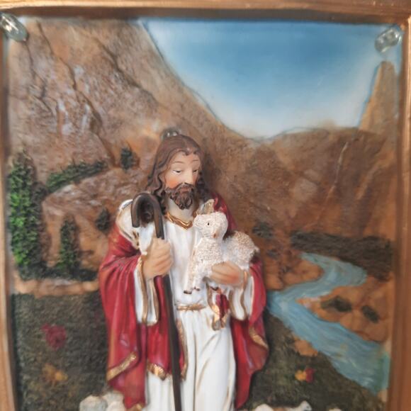 Vintage 60s‎ MCM 3D Jesus Religious Light Up Wall Art Decor Picture 11" x 15" - Picture 3 of 10